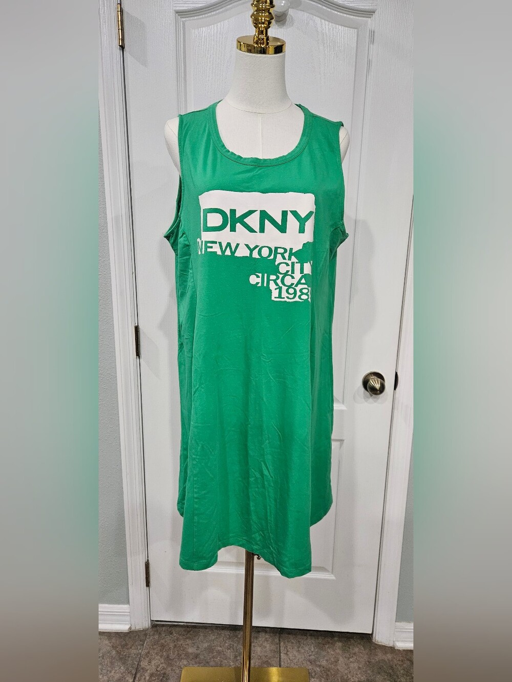 Dkny Green Logo Tank Dress